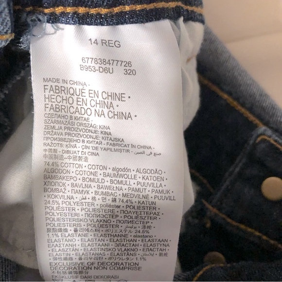 🌻Girls’ size 14 Levi’s stretch denim bib overalls w/red & white straps - Picture 3 of 10